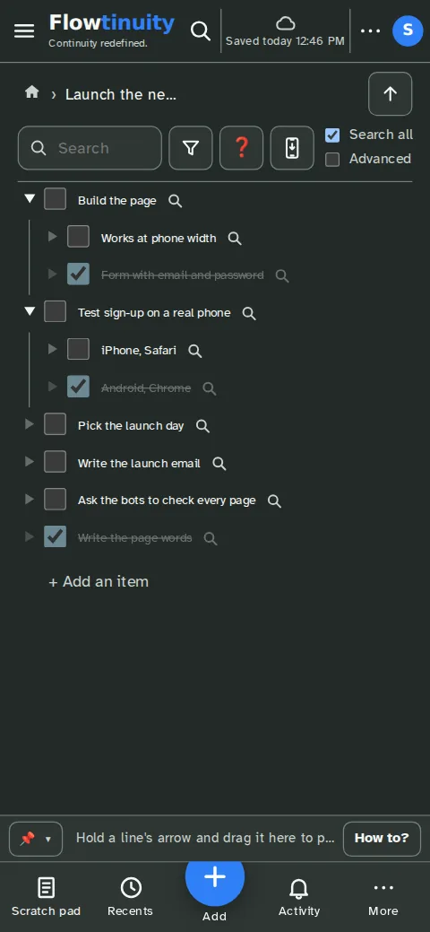 The same list on a phone.